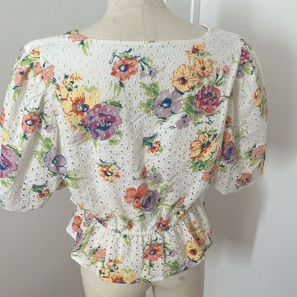 WAYF Womens‎ Eyelet Floral Peplum Top - Picture 6 of 6
